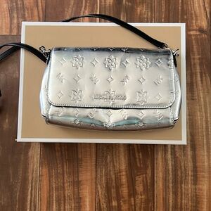 Michael Kors Silver Embossed Crossbody Bag